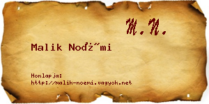 Malik Noémi névjegykártya