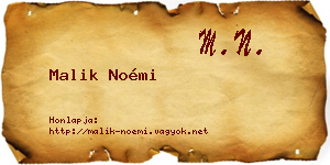 Malik Noémi névjegykártya